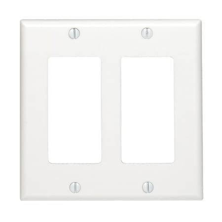 Leviton Decora 2-Gang Smooth Plastic Rocker Decorator Wall Plate, White 005-80409-00W